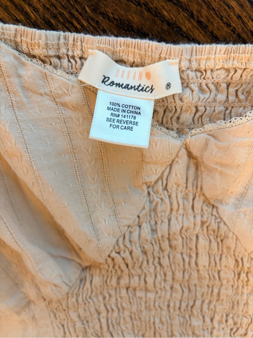 URBAN Romantics Peach Stripe Smocked Crop Top - Picture 2 of 3